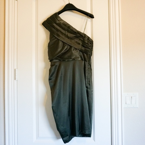 Adrianna Papell Boutique One Shoulder Olive Dress - Picture 3 of 3